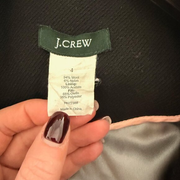 J.Crew Black Wool Blend Tailored Button Front Coat - Picture 4 of 6